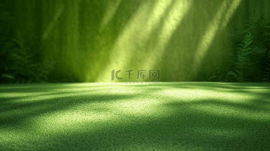 绿色简约场景光芒照射在墙面地面的背景1