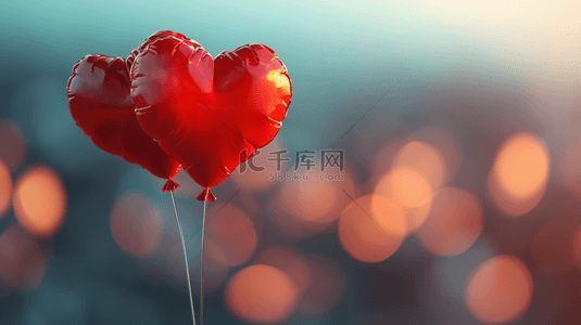 简约唯美浪漫下红色爱心气球的背景图18