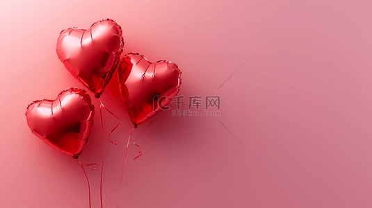 自然粉色背景图片_简约粉红背景爱心红色气球的背景22
