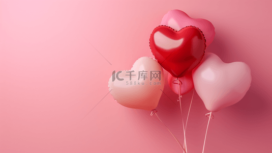 简约粉红背景爱心红色气球的背景13