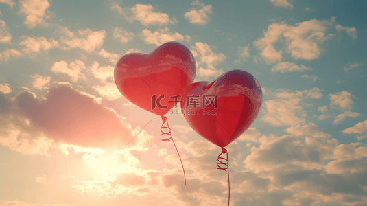 太阳能光伏发电背景图片_蓝天白云下红色爱心气球的图片12