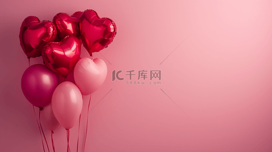 简约粉红背景爱心红色气球的背景19