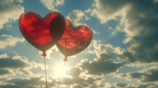 太阳能光伏发电背景图片_蓝天白云下红色爱心气球的图片21
