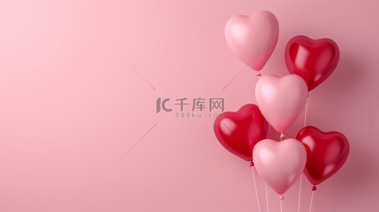 粉红温馨背景背景图片_简约粉红背景爱心红色气球的背景7