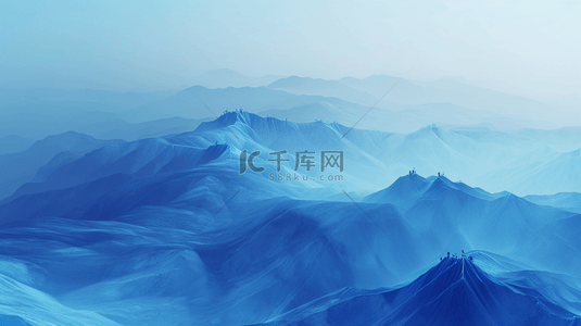 三座高山背景图片_蓝色烟雾感高山创意背景9