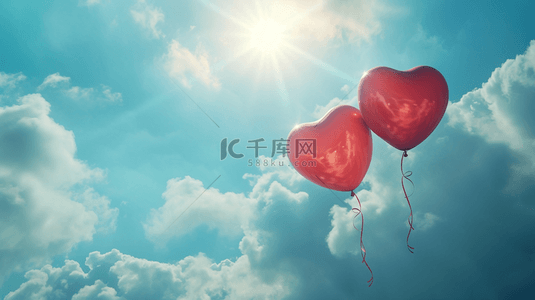 蓝天白云下红色爱心气球的图片18