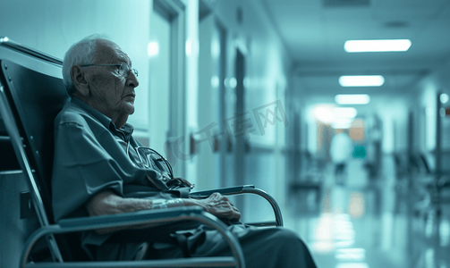 制服仅一个男人放松生病的老人在病房