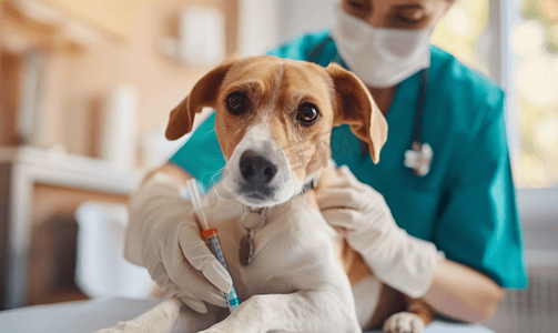 宠物医生给狗狗打疫苗