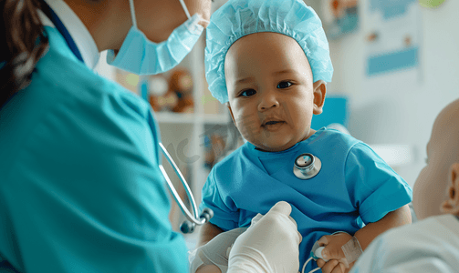 医生示范婴儿急救方法特写