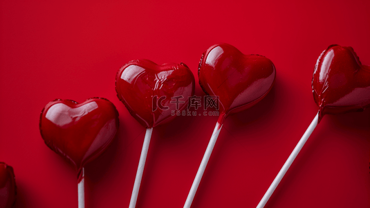 高清红色摆放的爱心棒棒糖的图片10