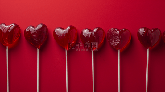 高清红色摆放的爱心棒棒糖的图片3