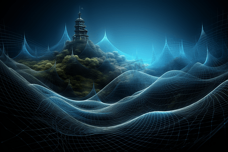 白色c4d破碎地面摄影照片_深蓝色抽象背景