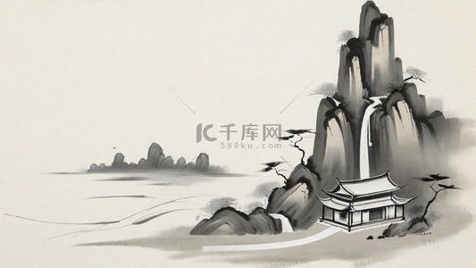 中国风书背景图片_国风水墨意境立体山水1设计图