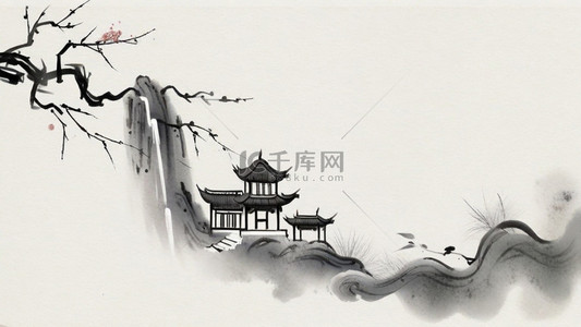 中国风禅意背景图片_国风水墨意境立体山水15设计图