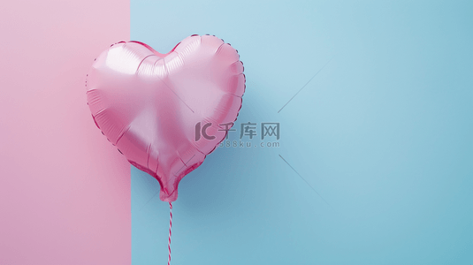 粉色的爱心气球背景图片_粉蓝色简约唯美爱心气球的图片13