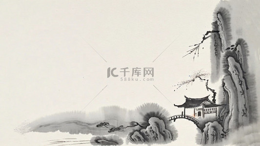中国风背景图片_国风水墨意境立体山水8设计