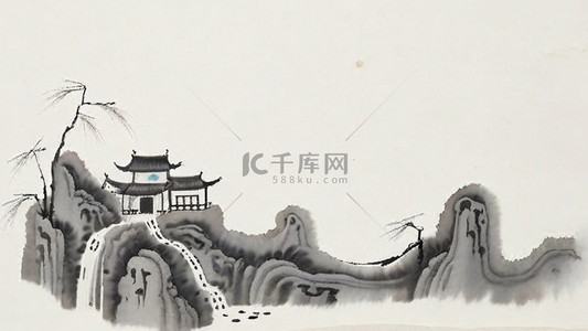 中国风书背景图片_国风水墨意境立体山水6背景图片