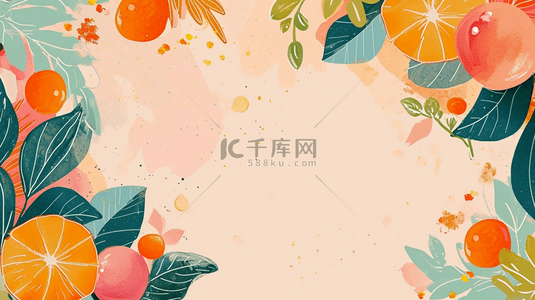 简约边框插画背景图片_水果边框简约创意插画17设计