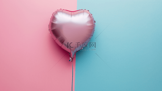 粉色的爱心气球背景图片_粉蓝色简约唯美爱心气球的图片9