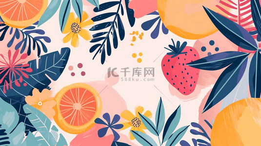 水果边框简约创意插画10设计