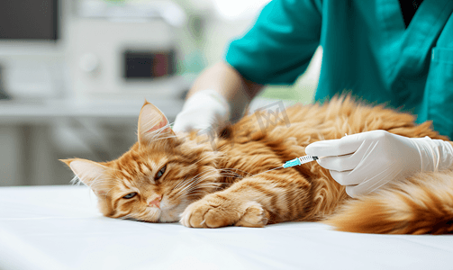 宠物医生给猫打针