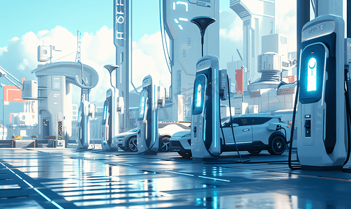 未来城市的电动车充电桩