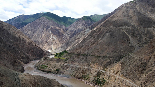 航拍中国澜沧江大峡谷地质地貌