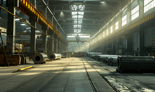 炼钢厂摄影照片_钢铁厂房地产新能源