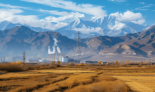 故障风海报素材摄影照片_新疆天山雪山风电厂电力基础设施素材背景