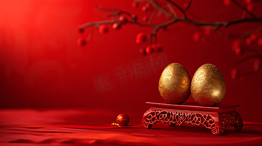 新年金蛋红色背景4