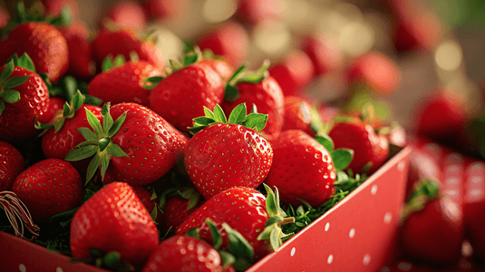 新鲜的草莓礼盒特写摄影16