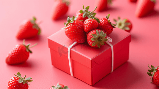 新鲜的草莓礼盒特写摄影2