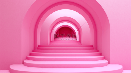 清新几何背景图片_粉色拱形门楼梯背景9