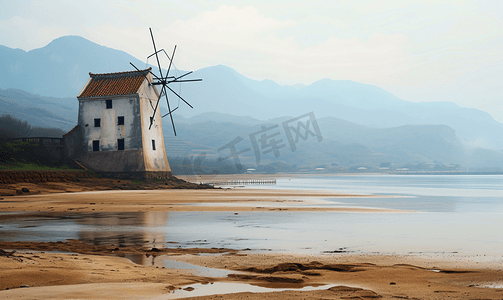 福建闽南摄影照片_福建漳浦六鳌海滩风车