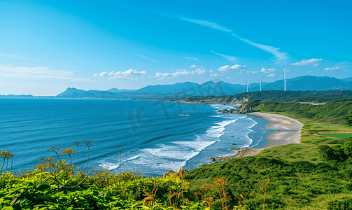 海边环保风能发电风光