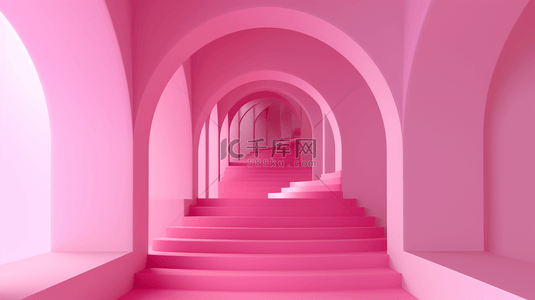 粉色拱形门楼梯背景19