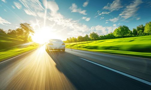 行驶的汽车环保新能源