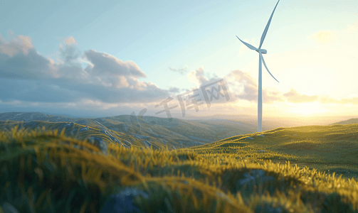 电力新能源摄影照片_风力发电机碳中和新能源