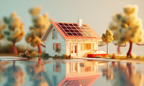 太阳能电池板图片摄影照片_安装太阳能电池板的房子