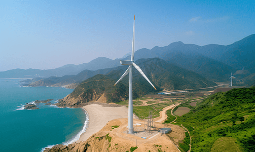 平潭风车摄影照片_新能源福建平潭海边的风力发电厂