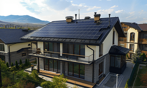 太阳能电力摄影照片_屋顶的太阳能板