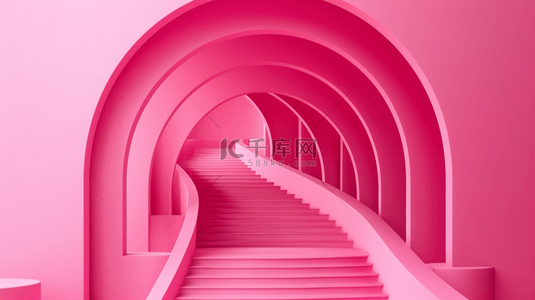 粉色拱形门楼梯背景1