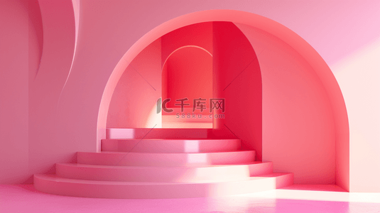 粉色拱形门楼梯背景15