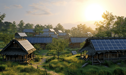 农村房屋上的太阳能电伏板