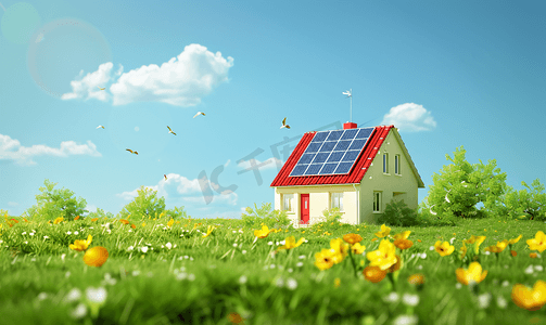农村房屋图片摄影照片_农村房屋上的太阳能电伏板