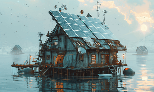 船屋上的太阳能电池板