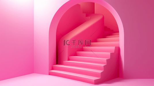 0可爱背景图片_粉色拱形门楼梯背景0