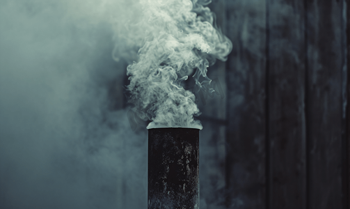 烟雾浓烟摄影照片_散发出浓烟的烟囱