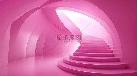 粉色拱形门楼梯背景4