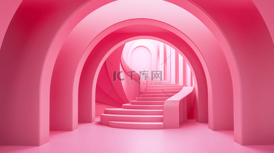 梯背景图片_粉色拱形门楼梯背景17